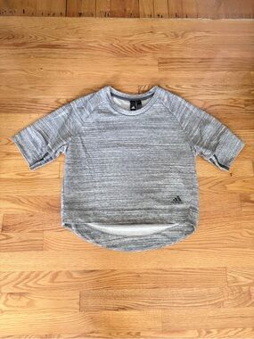 adidas Heather Gray Cropped Short Sleeve Sweatshirt